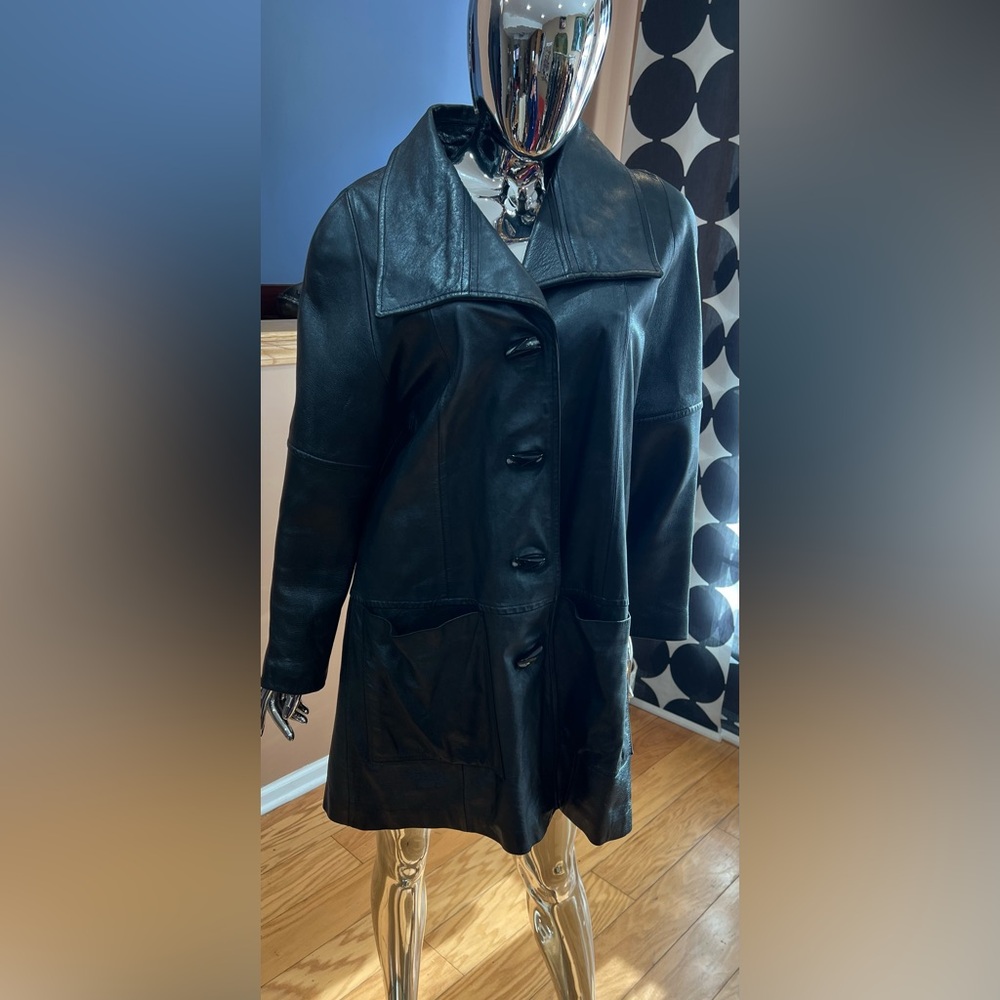 Sleek Black Leather coat for Women